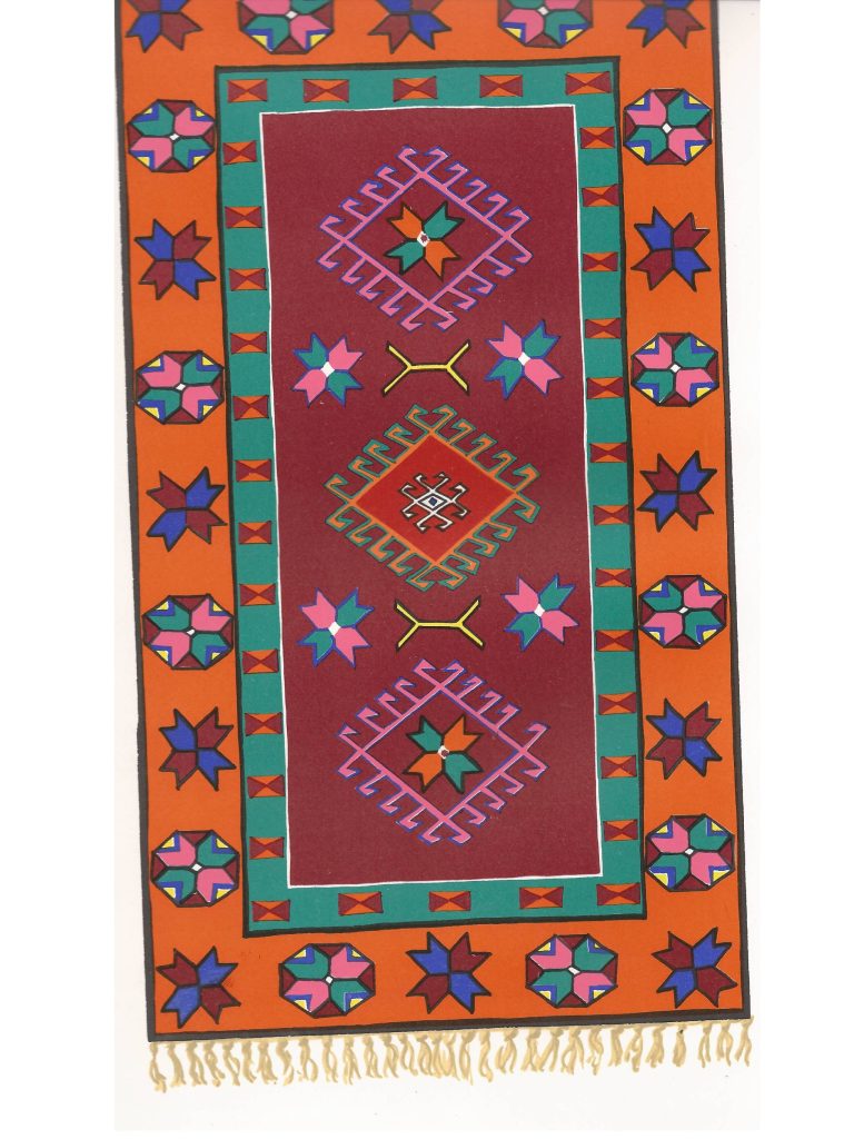 41. Laberie rug with stamp hook designs